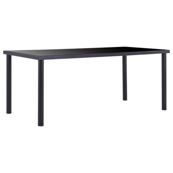 Modern Black Dining Table Tempered Glass Top Metal Frame Kitchen Furniture