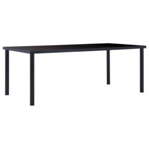 Elegant Black Tempered Glass Dining Table Modern Metal Frame Easy Assembly