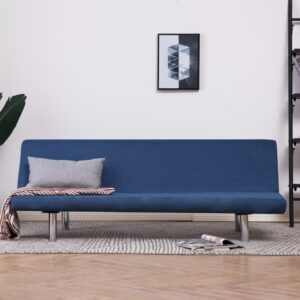 Convertible Sofa Bed Blue Polyester Recliner Adjustable Sleeper Couch Modern