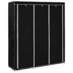 Spacious Portable Wardrobe Closet Fabric Organizer with Hanging Rods Black