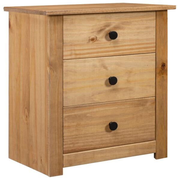 Solid Pine Wood Bedside Cabinet Nightstand with 3 Drawers Natural Finish