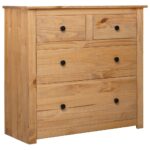 Rustic Solid Pine Wood Sideboard Storage Cabinet with 4 Drawers Home Decor