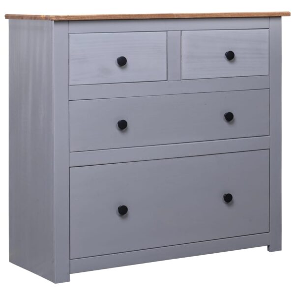 Chic Grey Solid Pine Wood Sideboard Storage Cabinet with 4 Drawers Home Decor