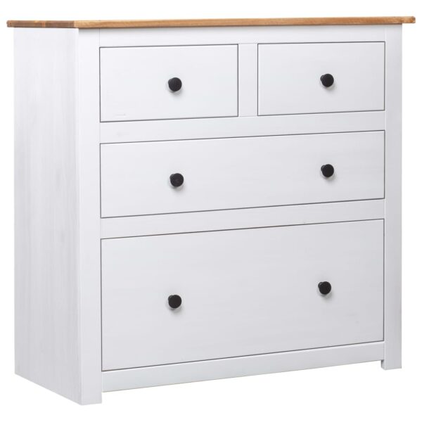 Chic White Solid Pine Wood Sideboard Rustic Design Storage Cabinet with Drawers