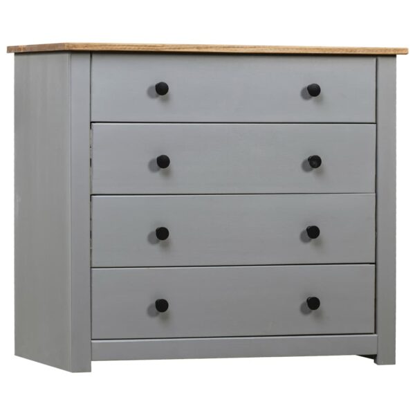 Chic Grey Solid Pine Wood Side Cabinet with 4 Drawers Storage Telephone Stand