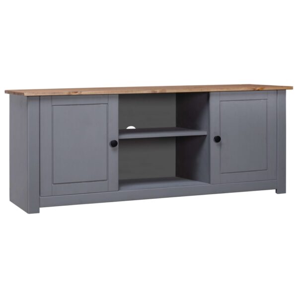 Rustic Solid Pine Wood TV Stand Cabinet Retro Grey Finish with Storage Compartments