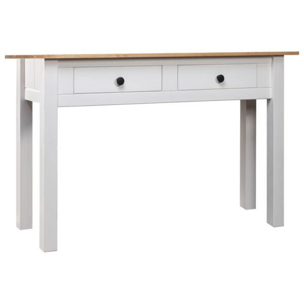 Chic White Solid Pine Wood Console Table Rustic Living Room Decor with Drawers