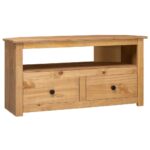 Solid Pine Wood Corner TV Cabinet Elegant Storage Organizer Natural Finish