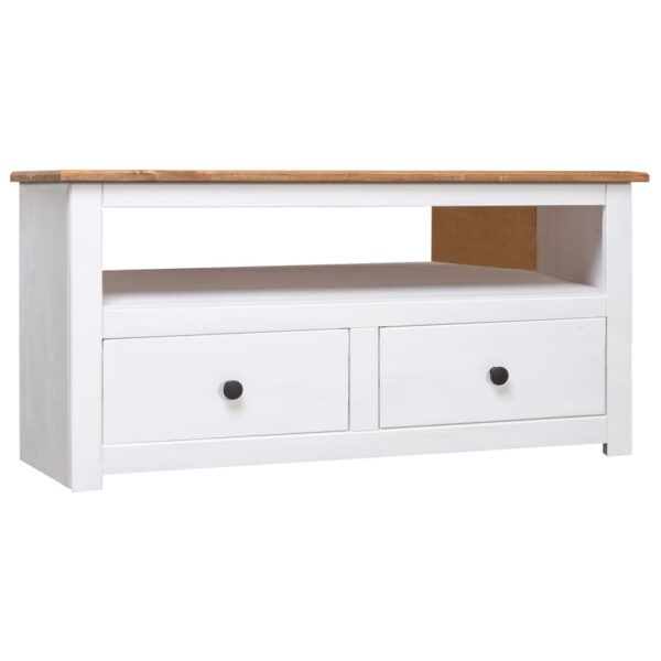 Elegant White Solid Pine Corner TV Cabinet Storage with Drawers & Shelf