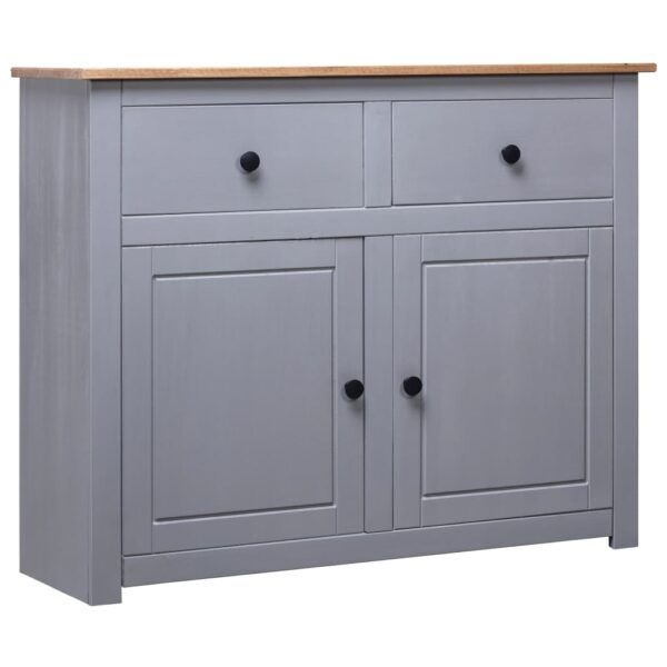 Rustic Solid Pine Wood Sideboard Storage Cabinet with Drawers and Doors Grey