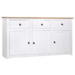 Elegant White Solid Wood Sideboard Storage Cabinet with Drawers Shelves