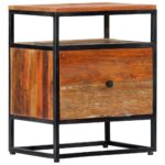 Vintage  Solid Reclaimed Wood Bedside Cabinet with Steel Frame and Shelf