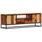 Vintage  Solid Reclaimed Wood Media Console with Steel Frame Storage