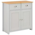 Elegant Grey Sideboard Storage Cabinet with Drawers and Doors for Home Decor