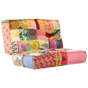 Comfortable Multicolor Patchwork Pouffe Large Square Cotton Fabric Sofa Cushion