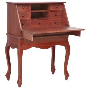 Vintage  Solid Mahogany Wood Secretary Writing Desk with Drawers Storage