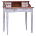 Rustic Charm Solid Wood Writing Desk with Drawers Home Office Organizer Natural