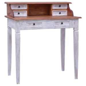 Rustic Charm Solid Wood Writing Desk with Drawers Home Office Organizer Natural