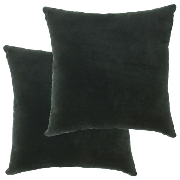 Set of Two Luxurious Velvet Cotton Throw Pillows Forest Green Soft Cozy Home Decor