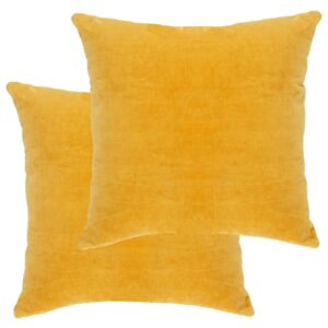 Luxurious Mustard Yellow Velvet Cushions Set Soft Touch Cozy Home Decor Pair