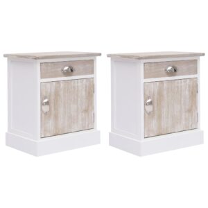 Vintage Charm Wooden Bedside Cabinet Set Elegant Storage Nightstand Pair