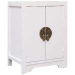 Chic White Oriental  Bedside Cabinet Wooden Nightstand with Golden Locks