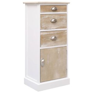 Chic White Wood Side Cabinet Storage Organizer with Drawers and Door