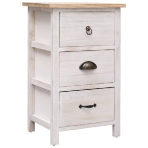 Chic White Wood Side Cabinet Elegant Storage Unit with 3 Drawers Home Decor