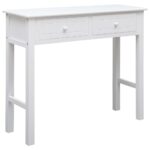 Elegant White Console Table Classic Wood Sideboard with Storage Drawers