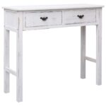 Elegant Antique White Wooden Console Table Classic Design with Drawers Storage