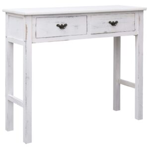 Elegant Antique White Wooden Console Table Classic Design with Drawers Storage