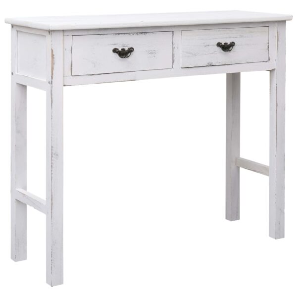 Elegant Antique White Wooden Console Table Classic Design with Drawers Storage