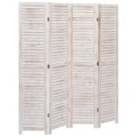 Elegant Wooden Room Divider Freestanding Folding Privacy Screen Antique White