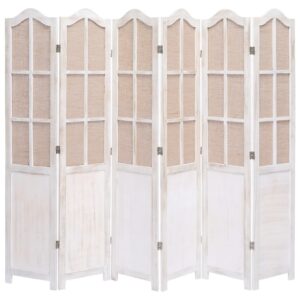 Elegant White Fabric Room Divider Freestanding Folding Partition Privacy Screen