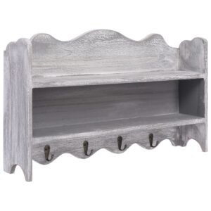 Wall Mounted Coat Rack Grey 50x10x30 cm Wood