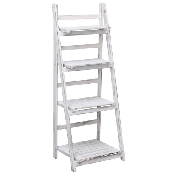 Elegant White Wooden Plant Stand Ladder Shelf Indoor Outdoor Garden Display