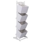 4-Layer Basket Rack White 35x35x125 cm Wood