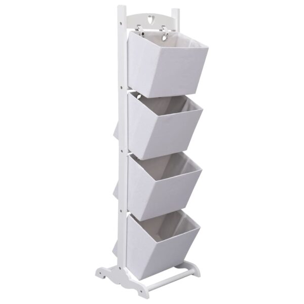 4-Layer Basket Rack White 35x35x125 cm Wood