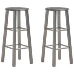 Set of Two Contemporary Anthracite Bar Stools Steel Frame MDF Seat Footrests