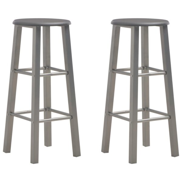 Set of Two Contemporary Anthracite Bar Stools Steel Frame MDF Seat Footrests