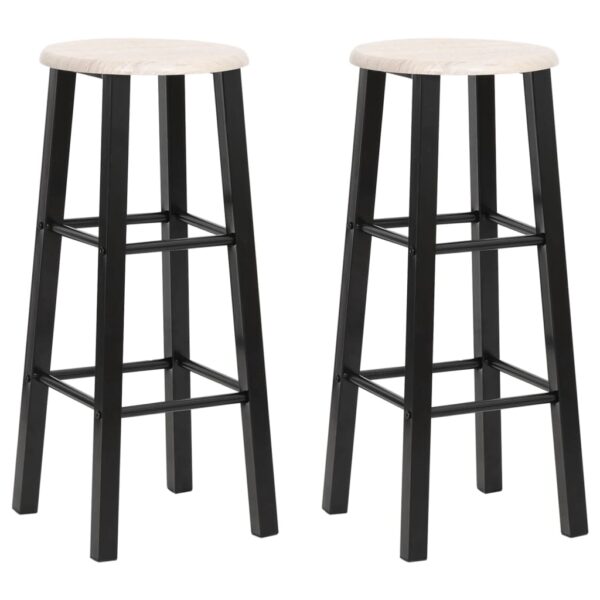 Set of Two Contemporary Black MDF Steel Frame Bar Stools with Footrests