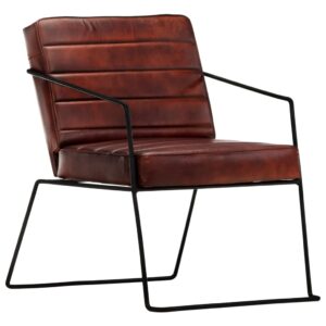 Luxurious Dark Brown Leather Armchair Comfortable Padded Relaxing Lounge Chair