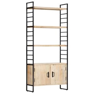 Industrial  Solid Mango Wood Bookcase with Iron Frame and Shelves