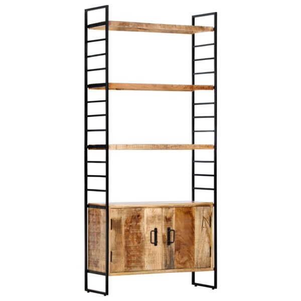 Industrial  Wooden Bookcase with Shelves and Doors Storage Display Organizer