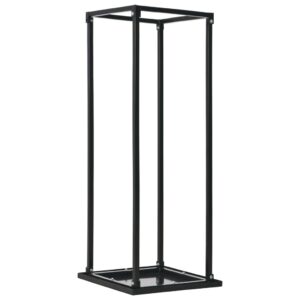 Heavy Duty Steel Firewood Rack with Base Black Rectangular Log Holder Storage