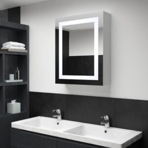 LED Illuminated Vanity Mirror Cabinet Wall Mounted Bathroom Storage Organizer