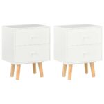 Scandinavian  White Bedside Cabinets Solid Wood Nightstands with Drawers