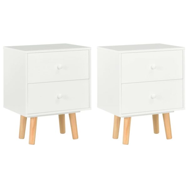 Scandinavian  White Bedside Cabinets Solid Wood Nightstands with Drawers