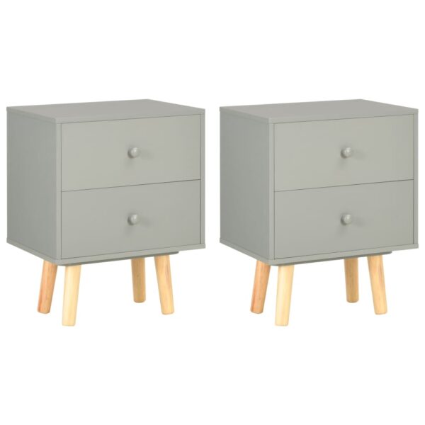 Scandinavian  Solid Wood Bedside Cabinets Set of Two with Drawers Grey