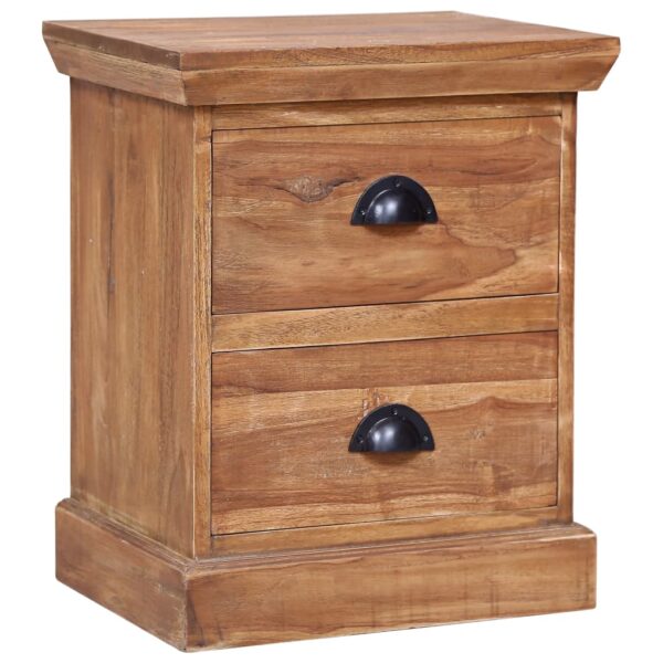 Solid Teak Wood Bedside Cabinet Nightstand Rustic Charm Two Drawers Storage